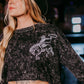 MK449 Acid washed Embroidery Studded LS Crop Tee
