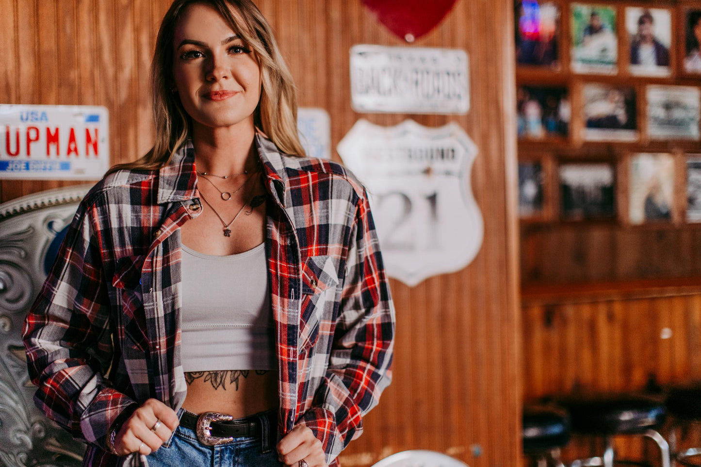 MK392 Yee Haw Acid Washed Plaid Flannel Shirt