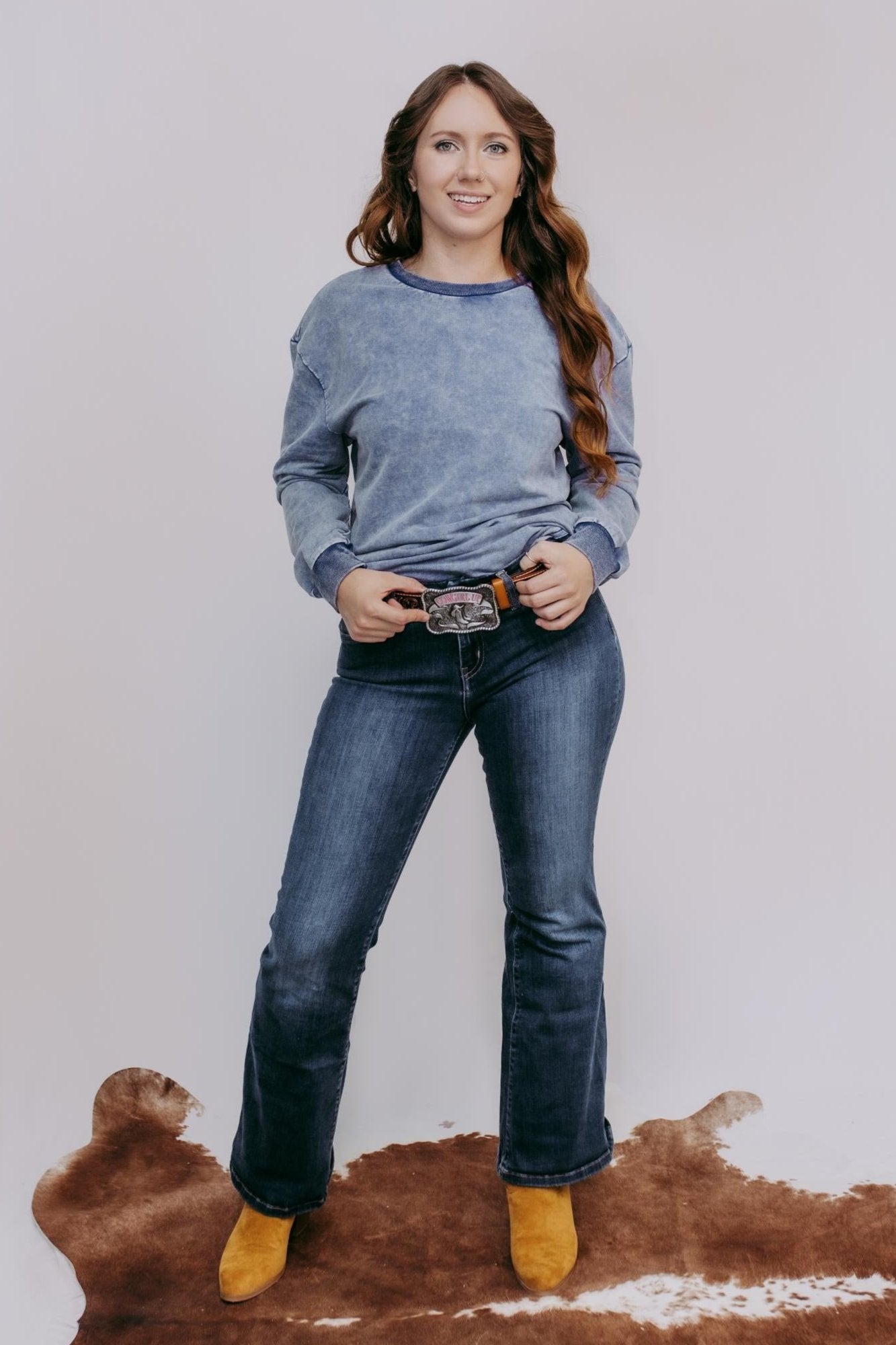 MK159 Basic Acid Washed Sweatshirt -Navy