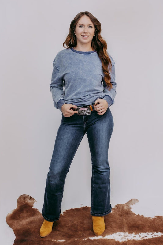 MK159 Basic Acid Washed Sweatshirt -Navy