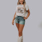 MK666 Western Cowboy Roped Embroidery T Shirt