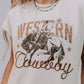 MK666 Western Cowboy Roped Embroidery T Shirt