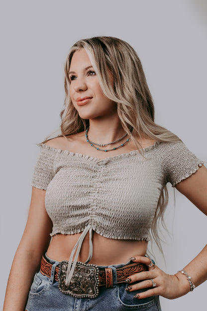 MK662 Front Tie Off Should Crop Top