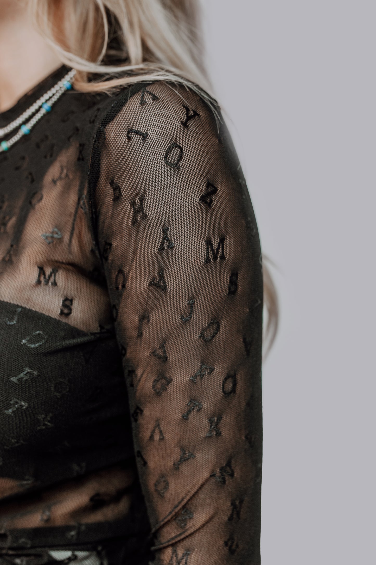 MK570A 3D Letters Lace Top