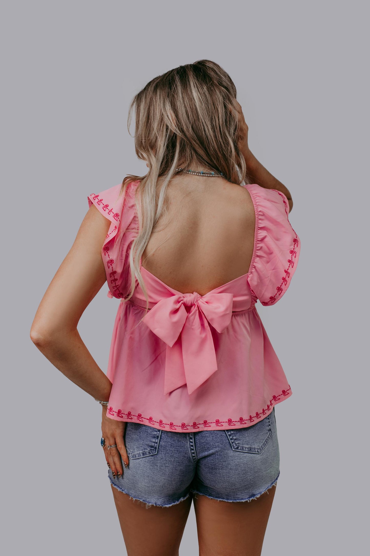 MK631 Back Bow Boot Blouse