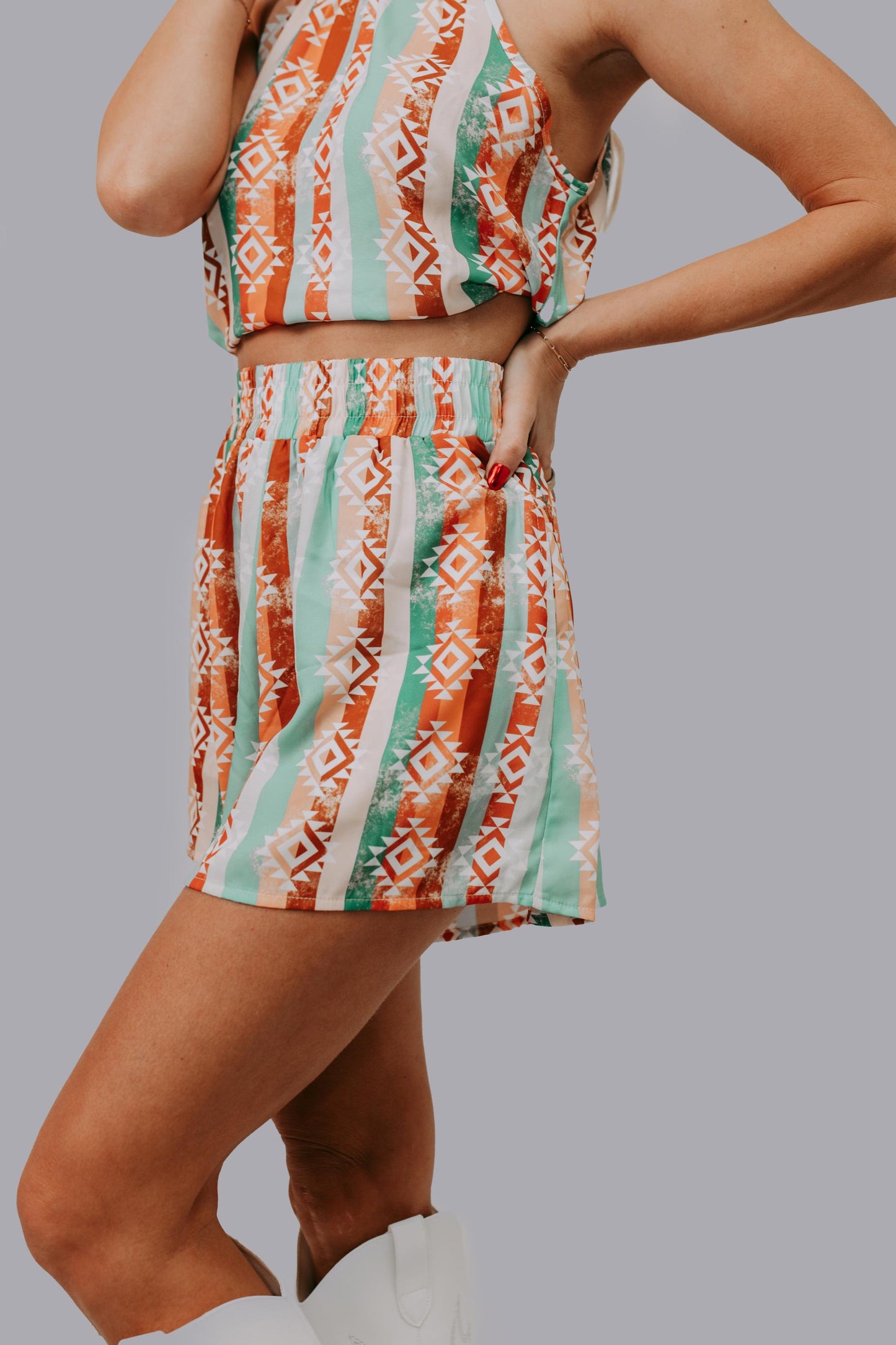 MK660 Aztec Halter Top Short Set