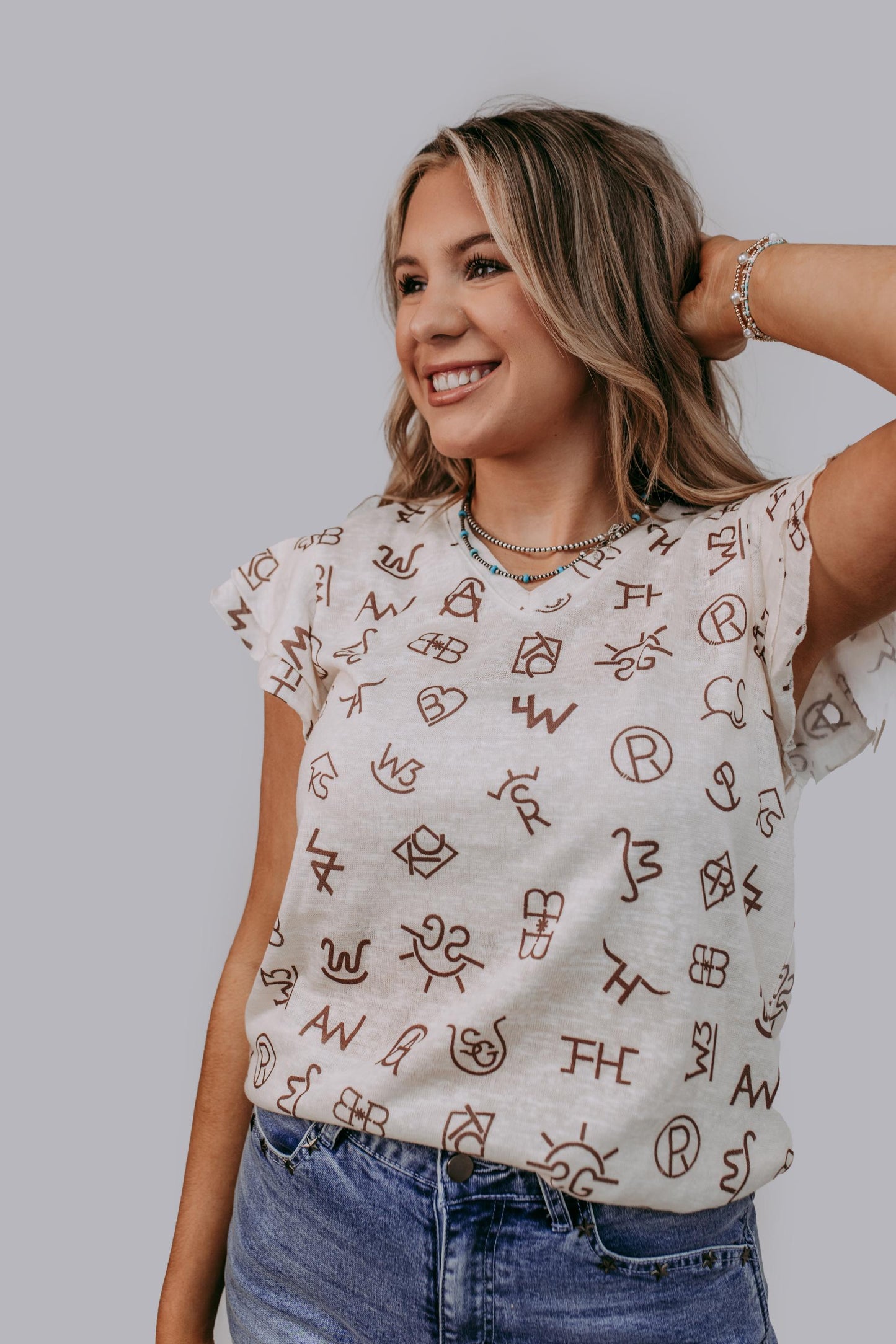 MK668/619 Branded Ruffled Sleeve Blouse