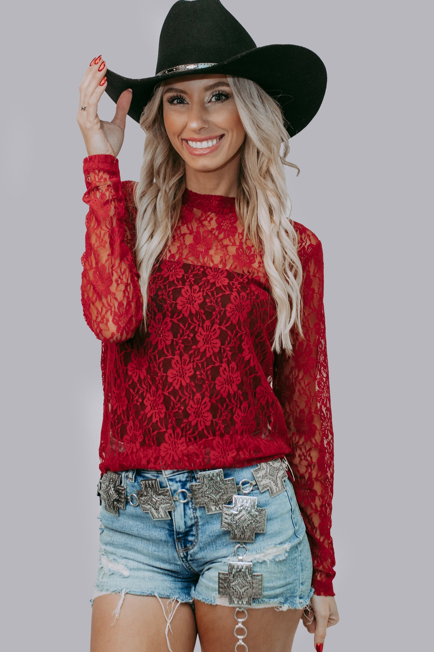 MK570A Flower Lace Top