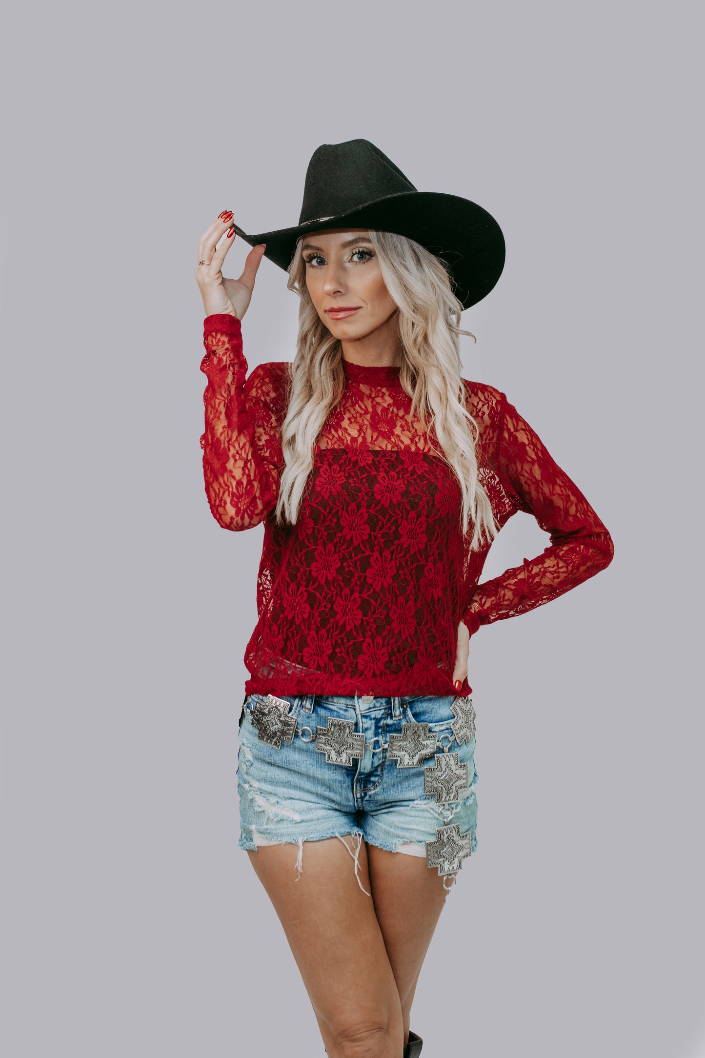 MK570A Flower Lace Top
