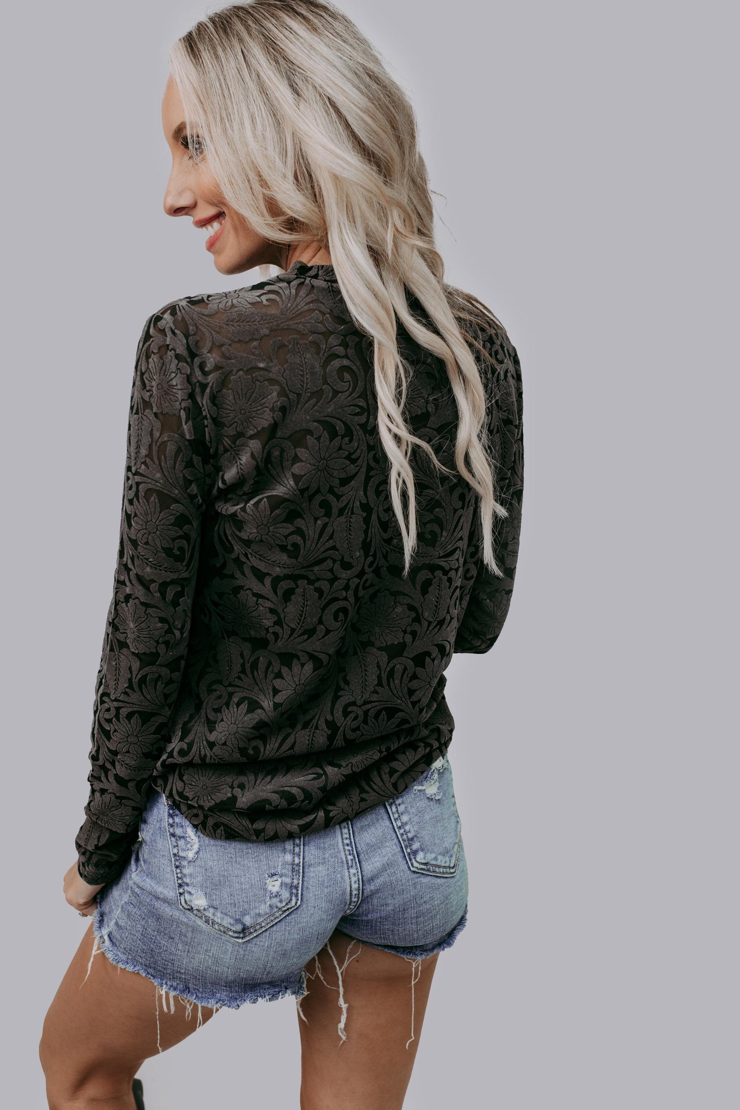 MK479 Tooled Leather Mesh Top