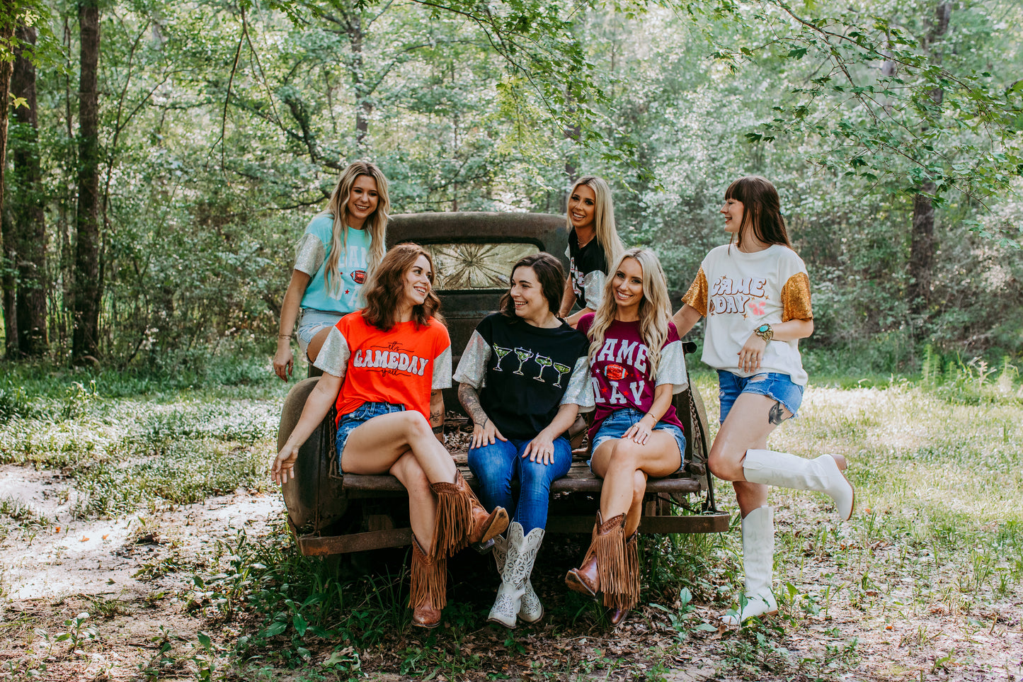 MK489 Sequins Sleeve Game Day Tee