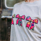 MK518 Pink Bow Acid washed SL Tee - Gray
