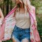 MK505 Metallic Faux Leather Blazer Pink