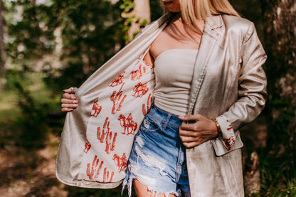 MK505 Metallic Faux Leather Blazer