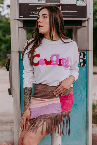 MK334 Cowgirl Embroidery Sequins Tee
