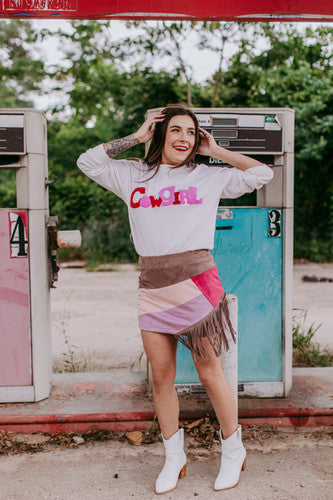MK334 Cowgirl Embroidery Sequins Tee