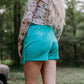 MK313 Dixie Rhinestone Embellished Fringe Shorts - Turquoise