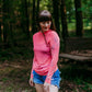 MK425 Dylan brown Rhinestone Embellished Mesh LS Top - Pink