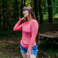 MK425 Dylan brown Rhinestone Embellished Mesh LS Top - Pink