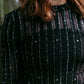 MK424 Night Fever Long Sleeve Foil Embellished Mesh Top - Silver