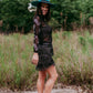MK425 Django Black Rhinestone Embellished Mesh LS Top
