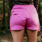 MK266 Holy Cow Vegan Suede Fringe Front Shorts - Pink