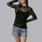 MK717 Lets Rodeo Velvet Mesh Top