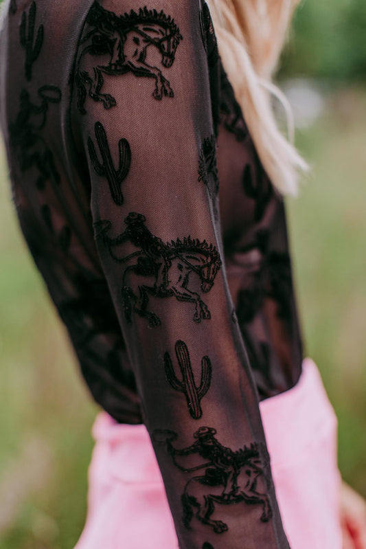 MK397 Velvet Mesh Top