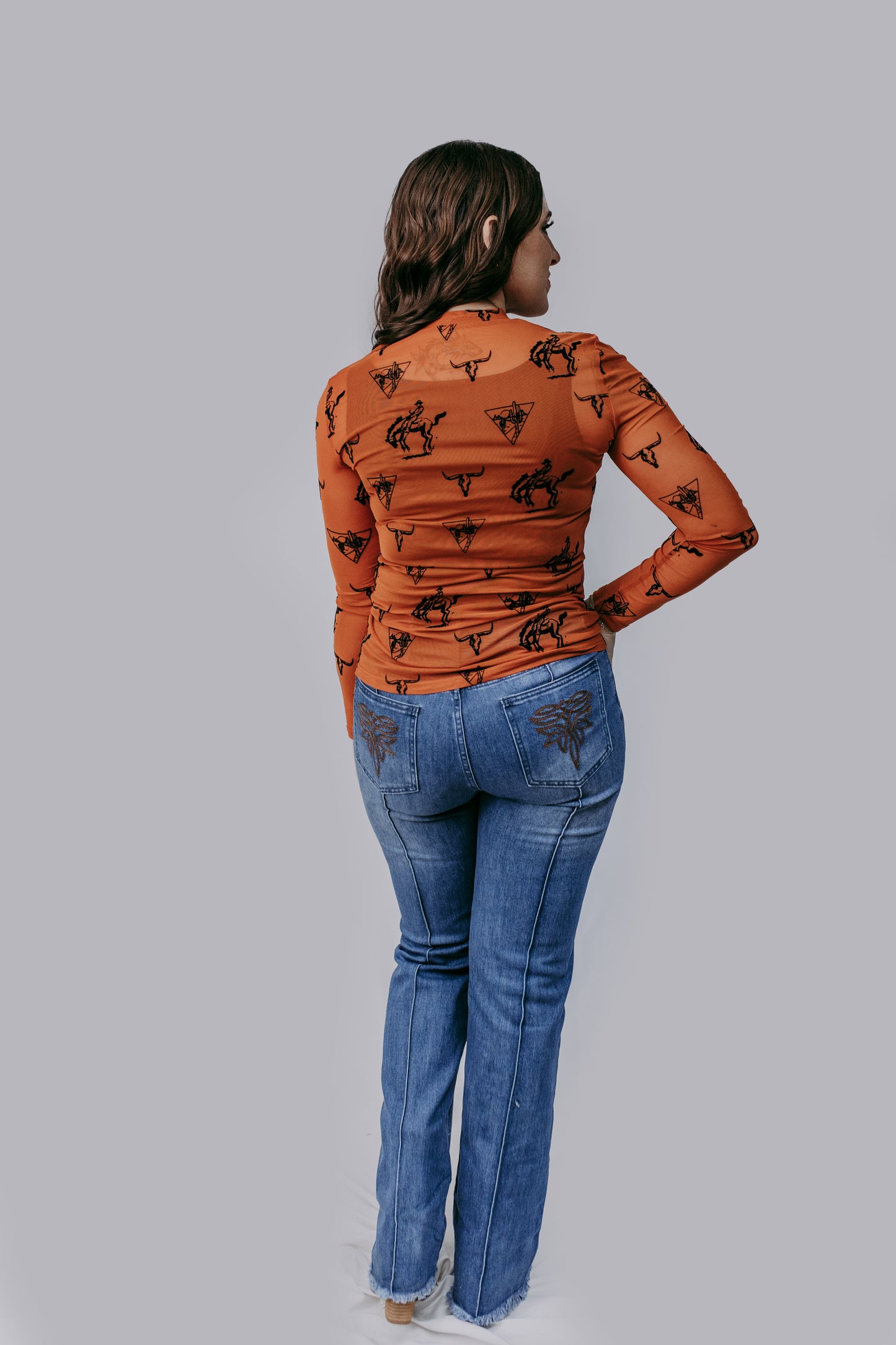 MK726 Southern Soul Velvet Mesh Top