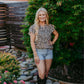 MK669 Leopard Print Ruffled Sleeve Blouse