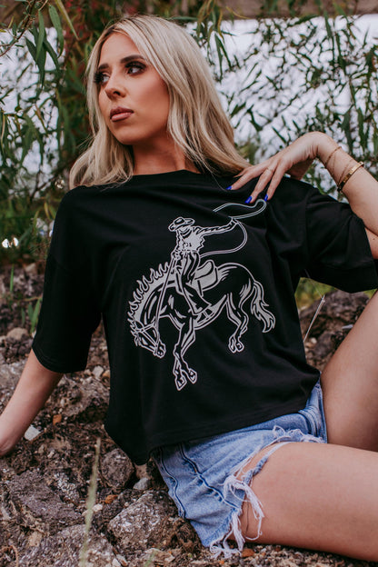 MK405 Bronco SS Crop Tee - Black