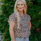 MK669 Leopard Print Ruffled Sleeve Blouse