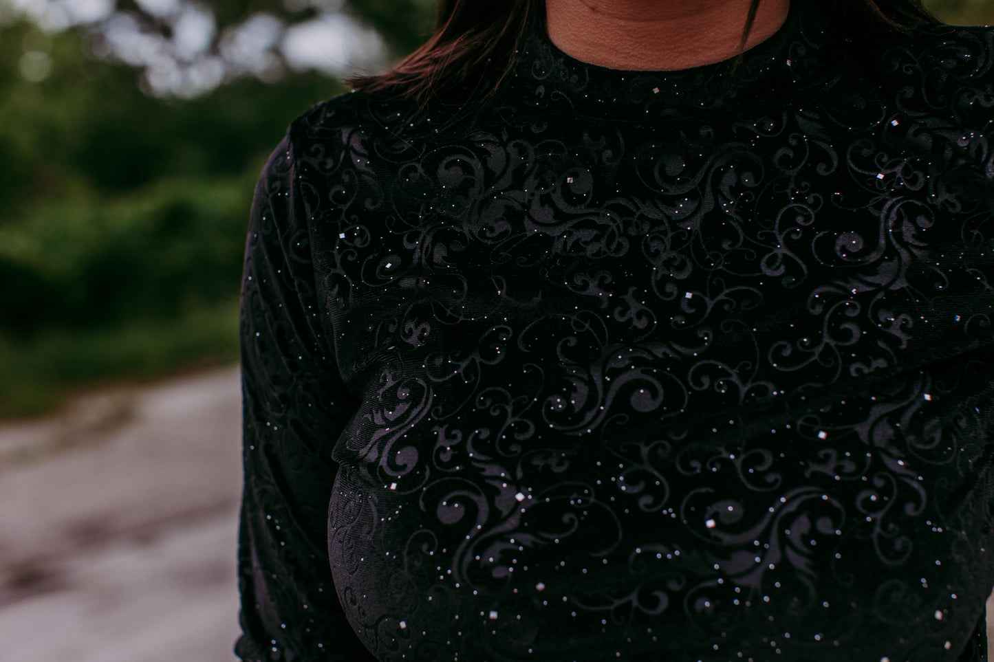 MK414 Jewel Velvet Mesh Top