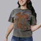 MK639 Cowgirl Embroidery Acid Washed Tee