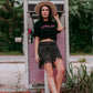 MK406 Cowgirl 3D Sequin Embroidered Tee