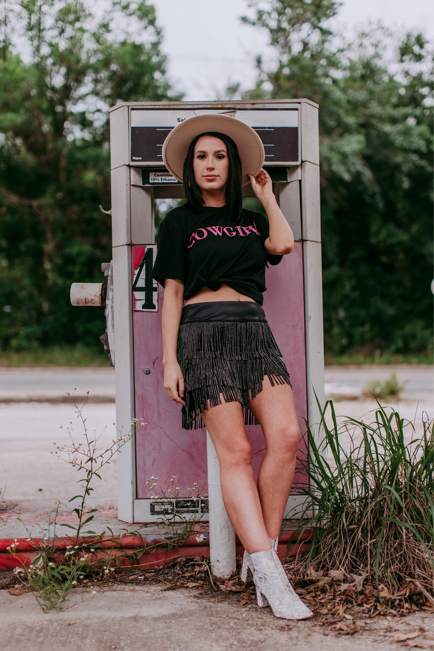 MK406 Cowgirl 3D Sequin Embroidered Tee