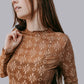 MK716 Aztec Embroidered Mesh Top - Carmel