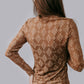 MK716 Aztec Embroidered Mesh Top - Carmel