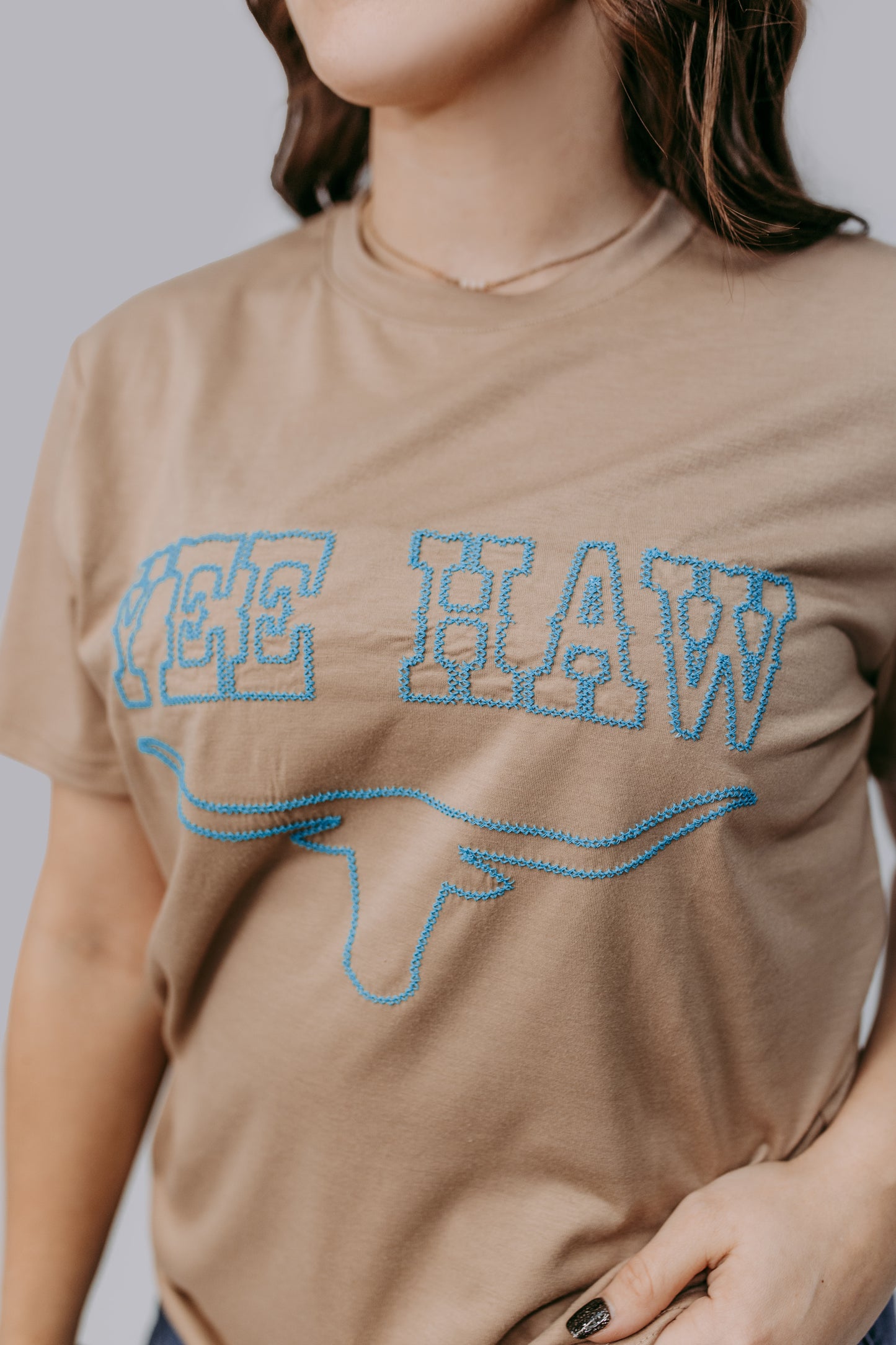 MK269 YEE HAW! Longhorn Embroidered Tee