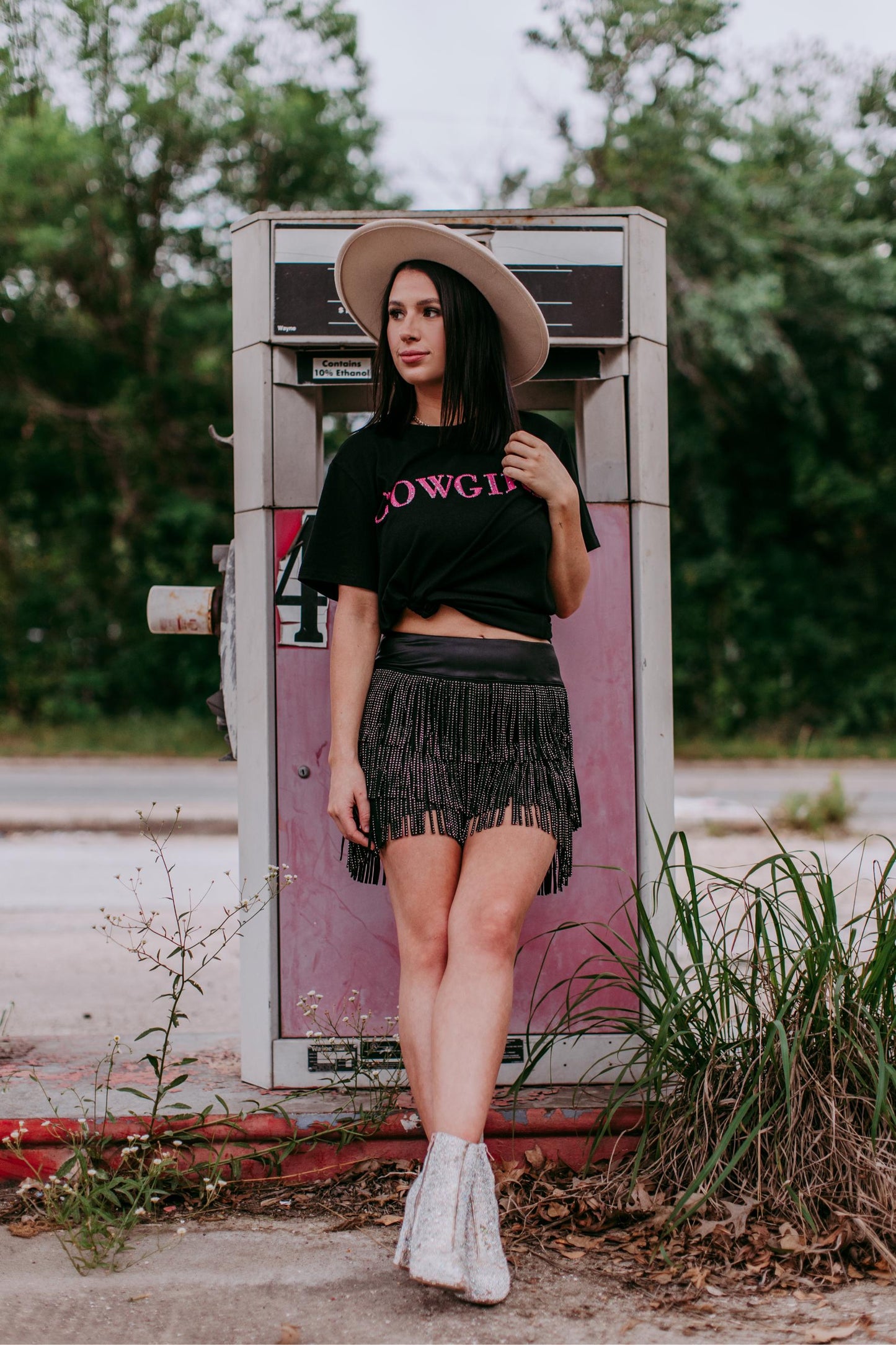 MK406 Cowgirl 3D Sequin Embroidered Tee