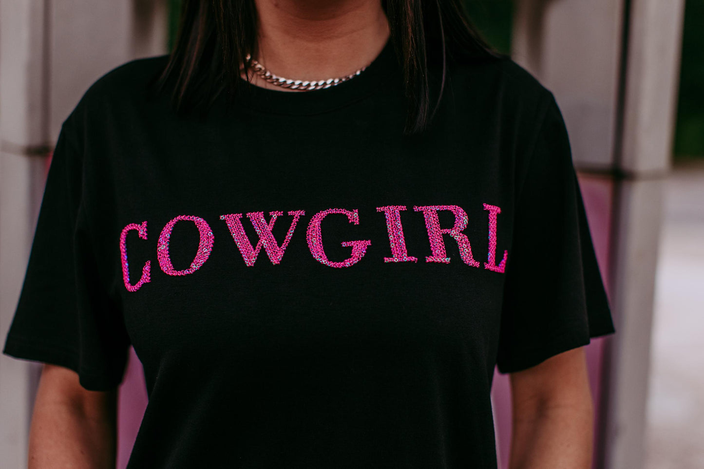 MK406 Cowgirl 3D Sequin Embroidered Tee