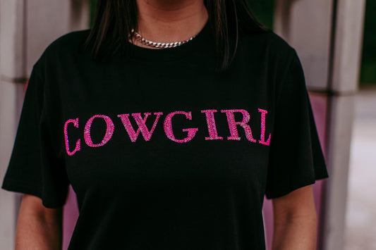 MK406 Cowgirl 3D Sequin Embroidered Tee