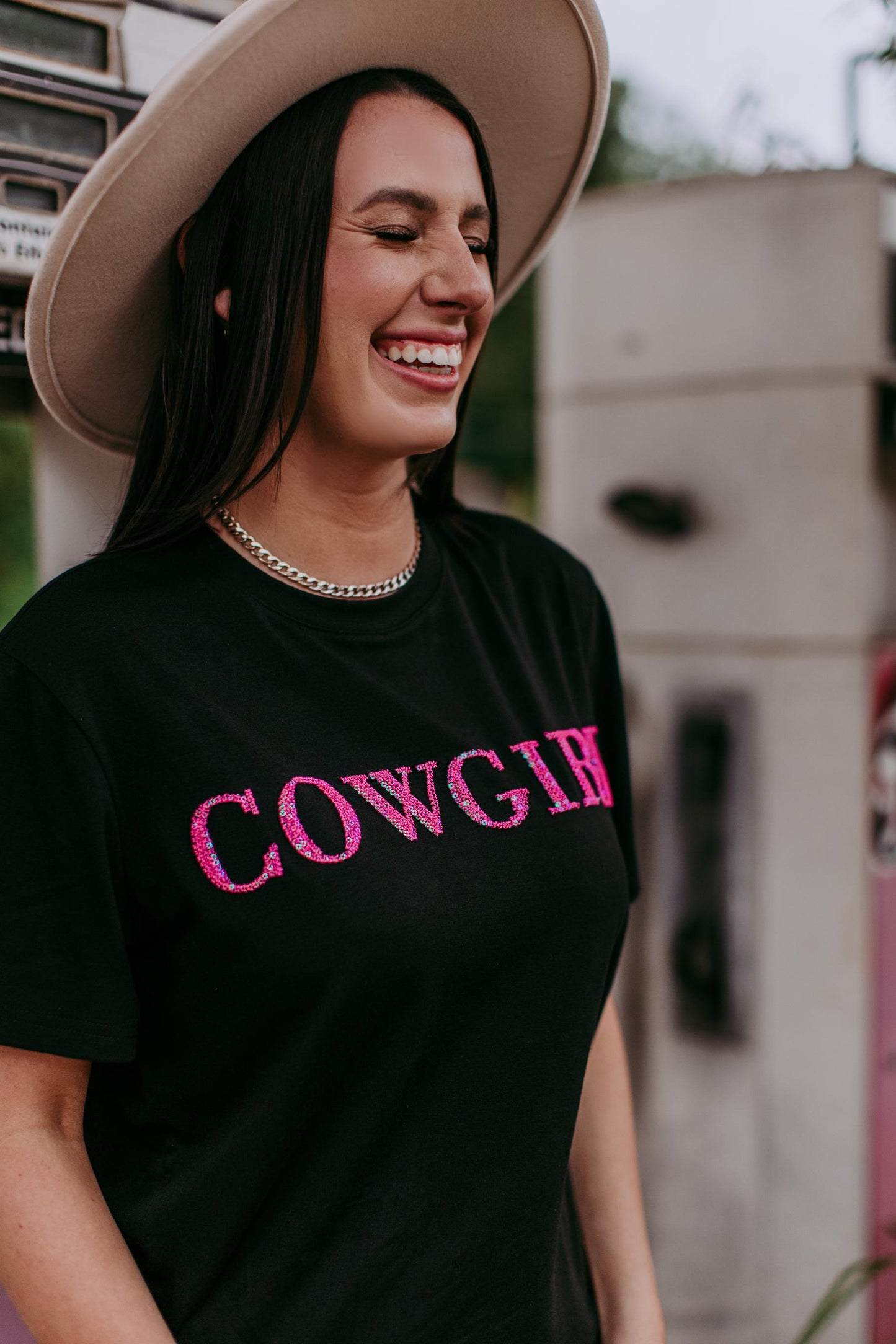 MK406 Cowgirl 3D Sequin Embroidered Tee
