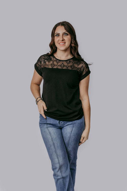 MK685 Aztec Lace Mix Blouse