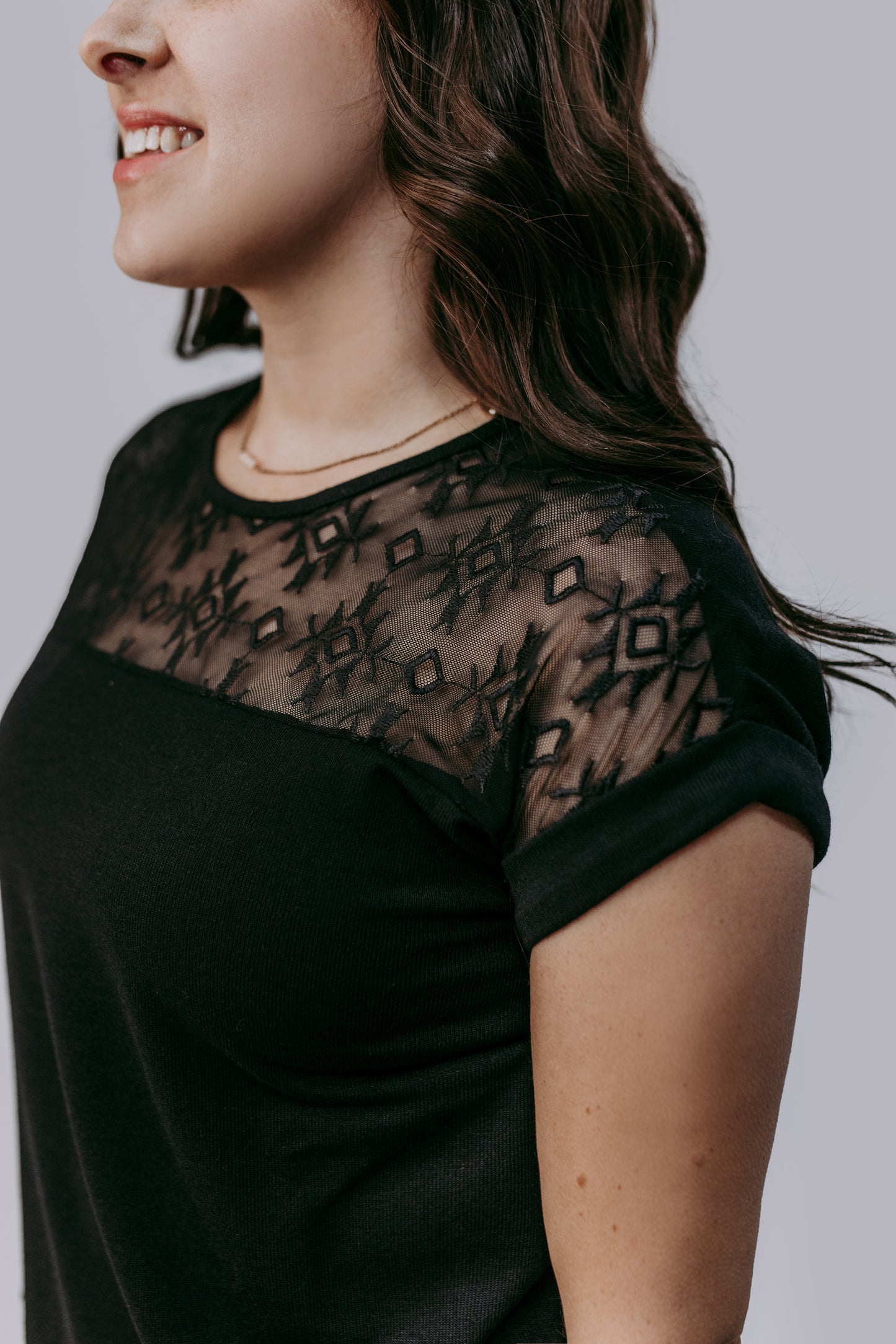 MK685 Aztec Lace Mix Blouse