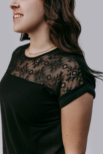 MK685 Aztec Lace Mix Blouse