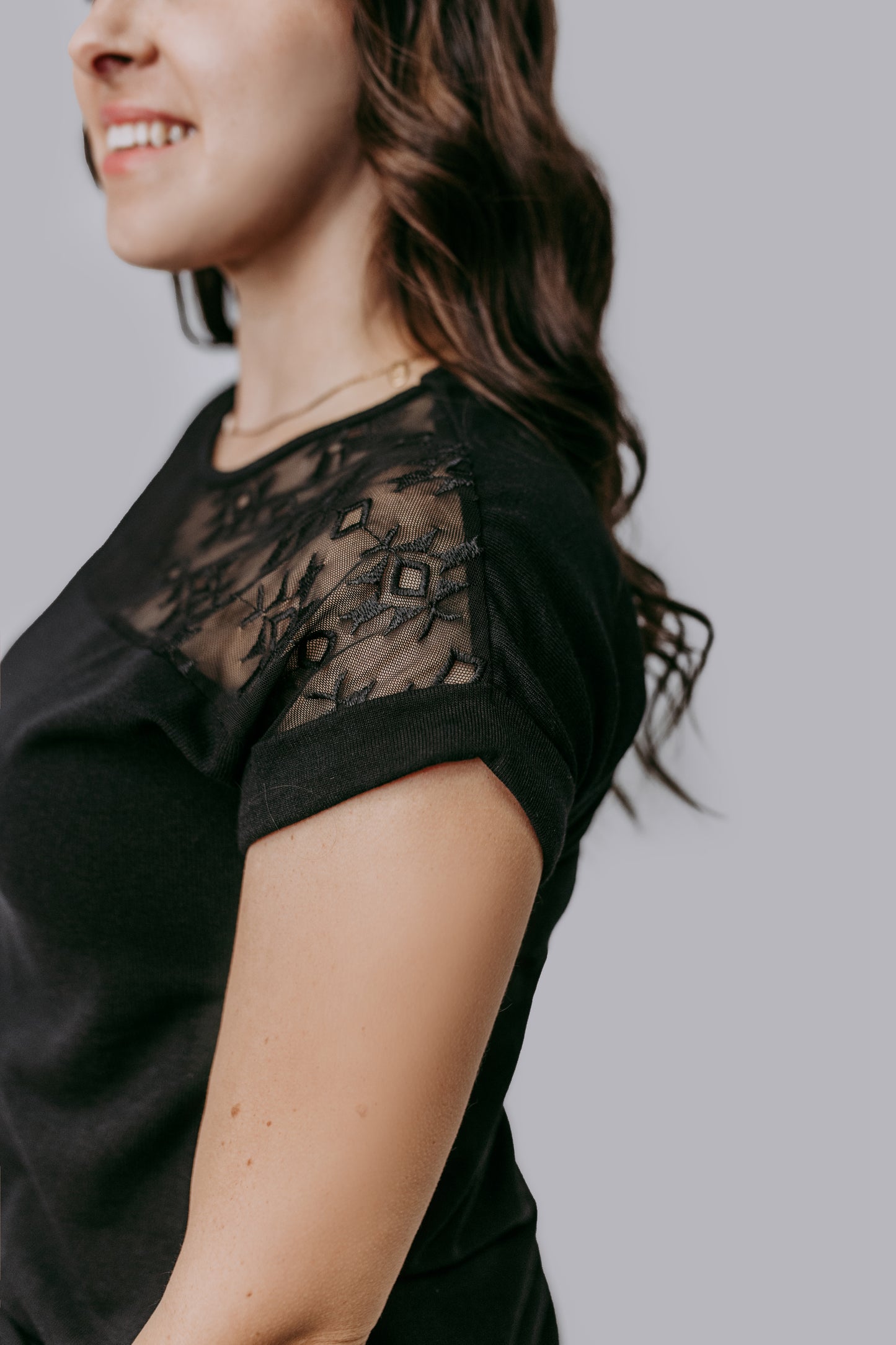 MK685 Aztec Lace Mix Blouse