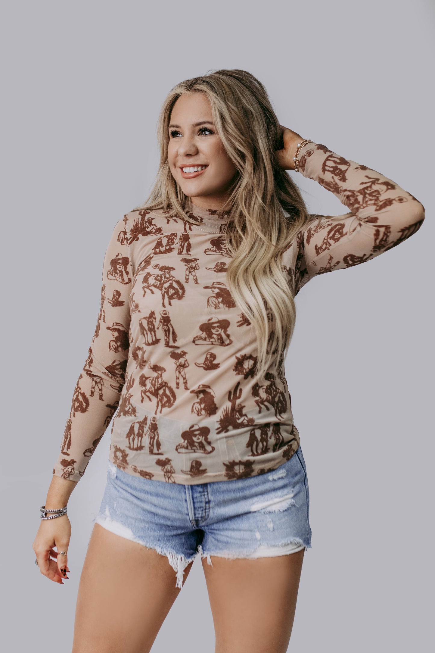MK718 Desert Dreams Velvet Mesh Top
