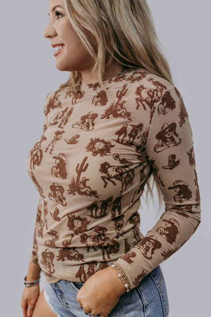 MK718 Desert Dreams Velvet Mesh Top