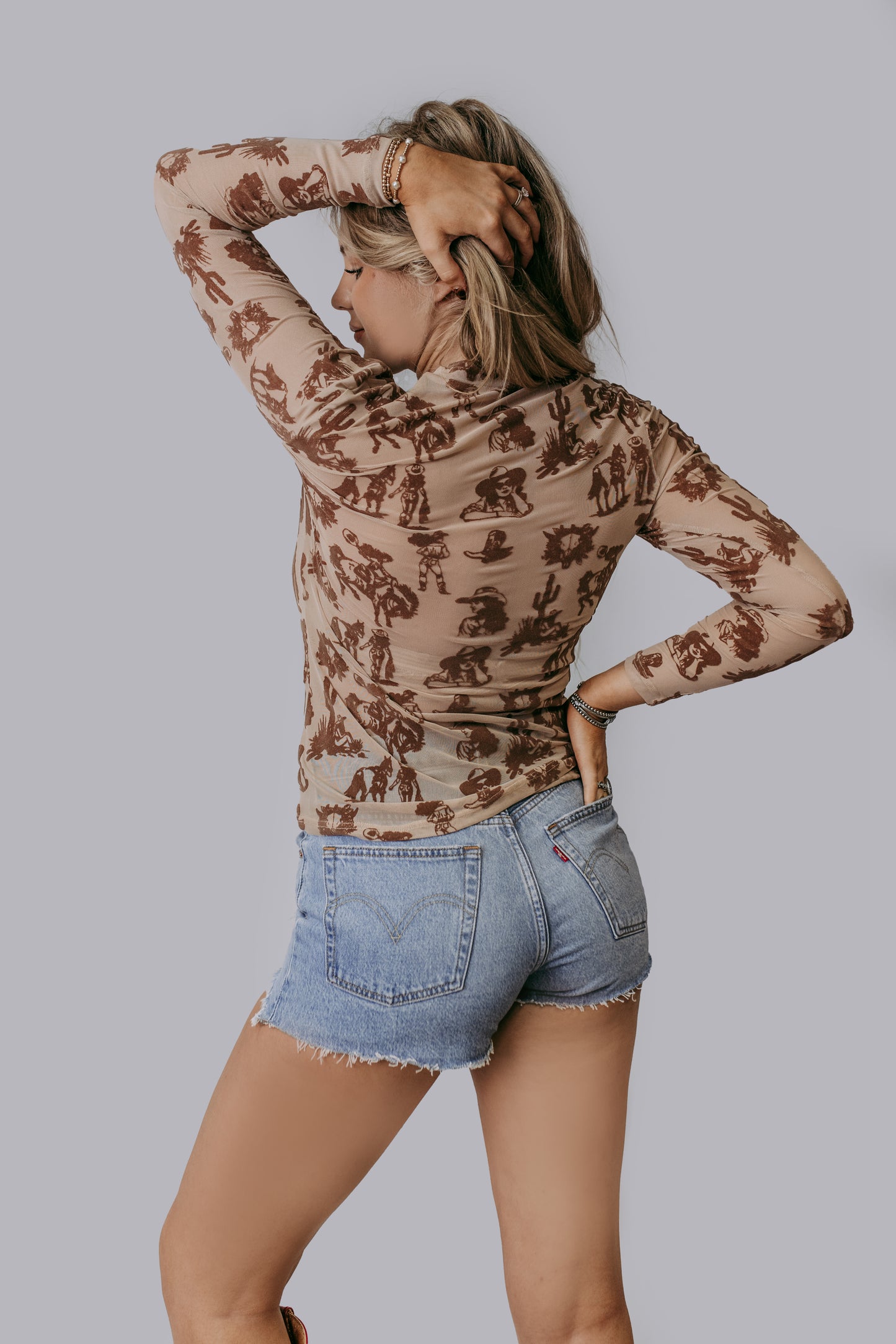MK718 Desert Dreams Velvet Mesh Top